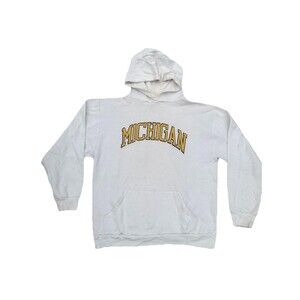 Vintage‎ 80s Russell Michigan Hoodie Sweatshirt Size Large Made In USA